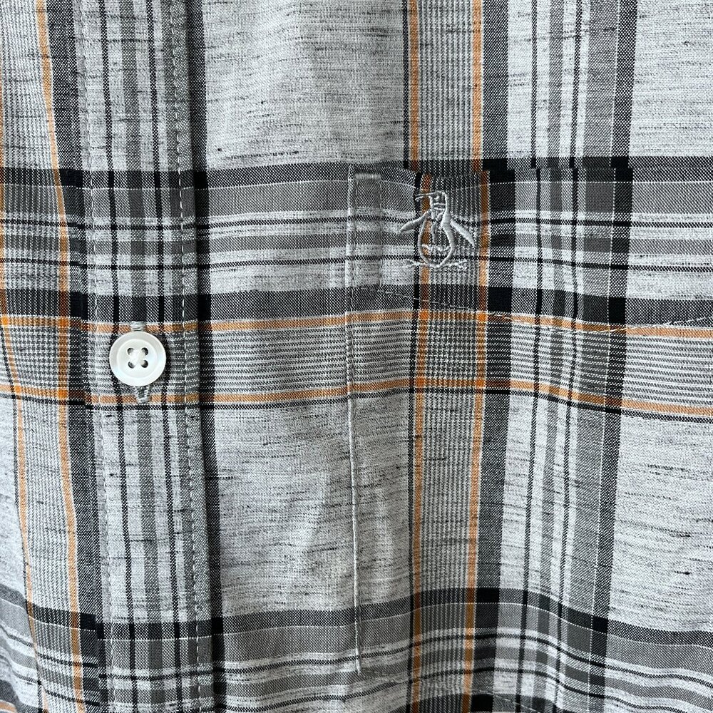 Penguin Long Sleeve Plaid Long Sleeve Buttom Up Slim Fit M - Picture 6 of 10